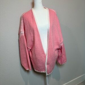 Double Take Pink Open-Front Cardigan